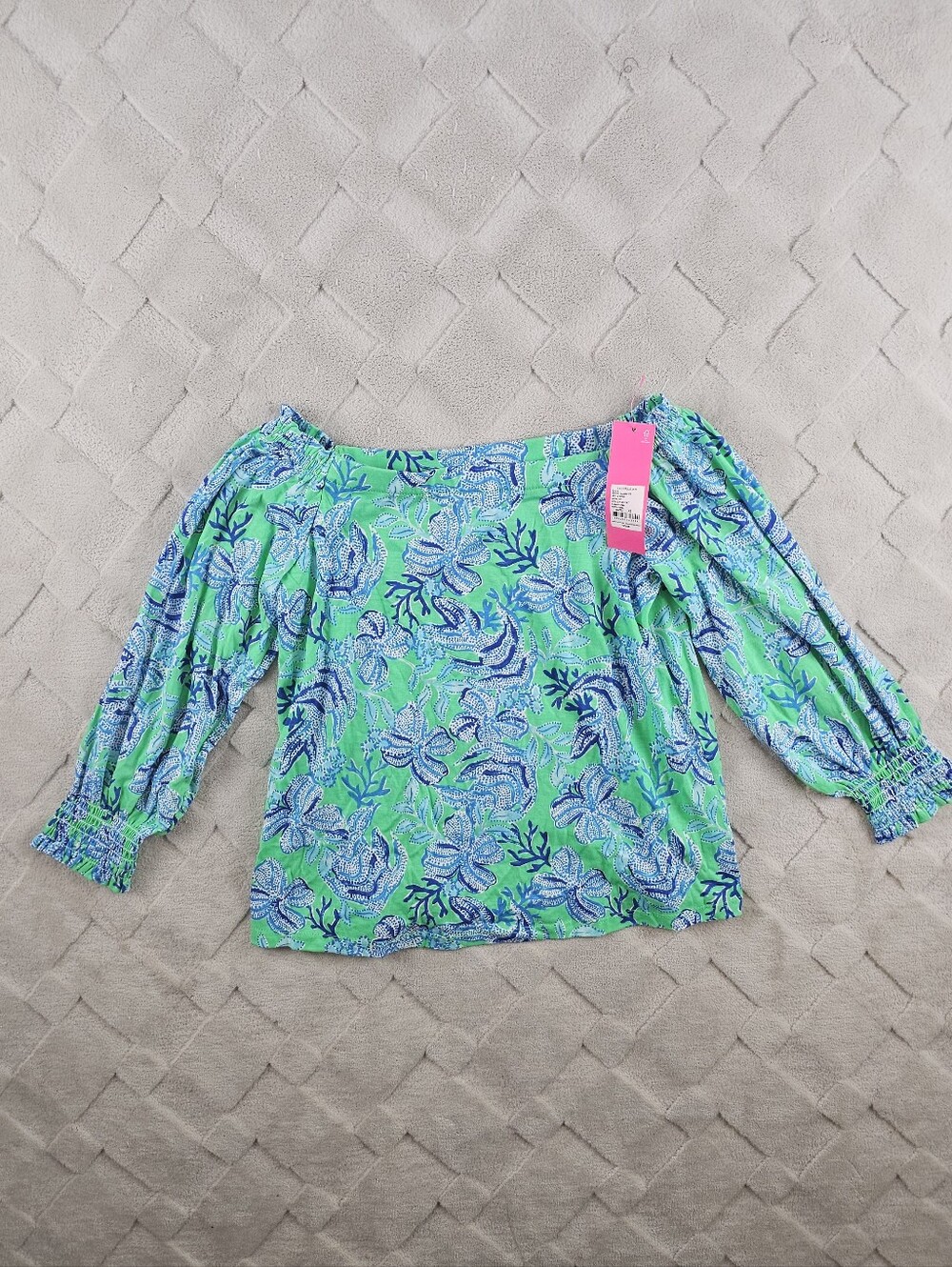 Lilly Pulitzer Lessa Off-the-Shoulder Top Womens Extra Small Floral Tropical
